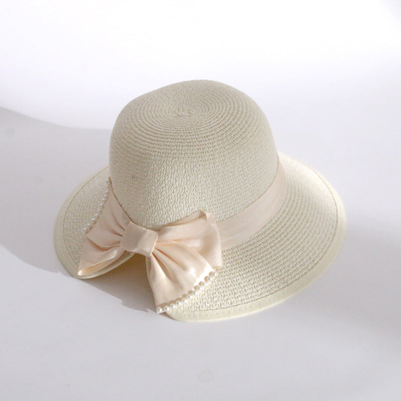 Women's Fashion Pearl Large Eaves Cover Face Sun Protection Fisherman's Hat