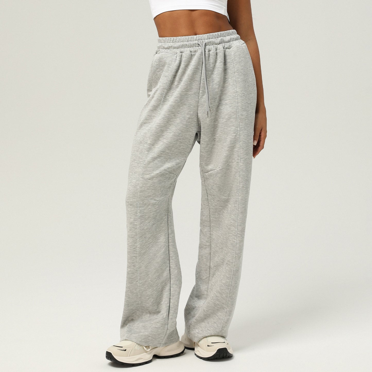 Womens High-Waisted Drawstring-Trimmed Bootcut Pants That Enhance The Hips