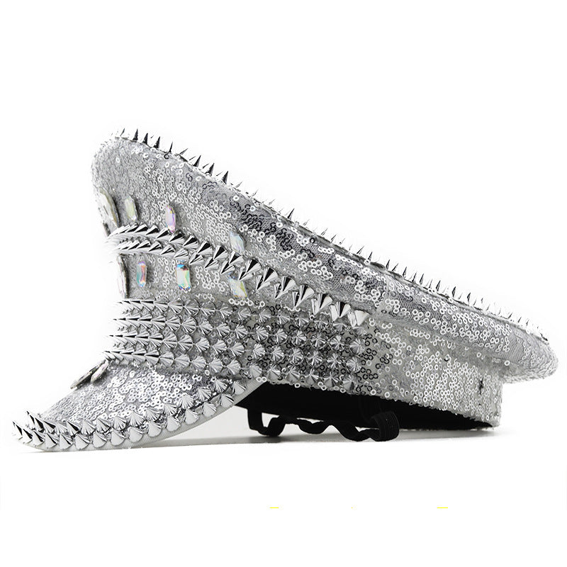 Ladies Wedding Hat Silver Sequins Studded Photography
