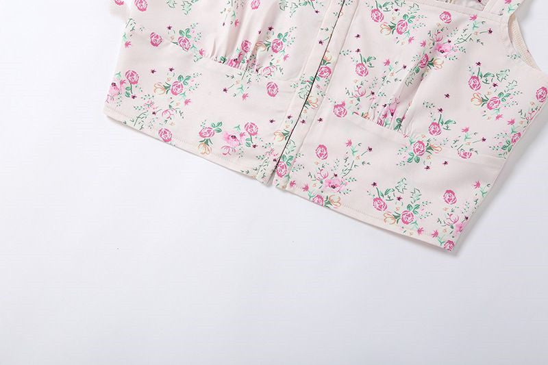 Printed Panel  Navel Suspender Vest