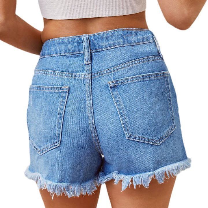 Tassel High Waist Ripped Denim Shorts