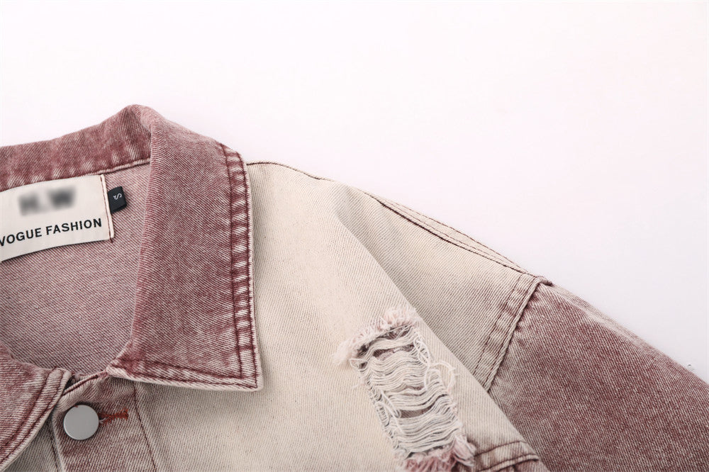 Five-pointed Star Embroidery Denim Jacket Men