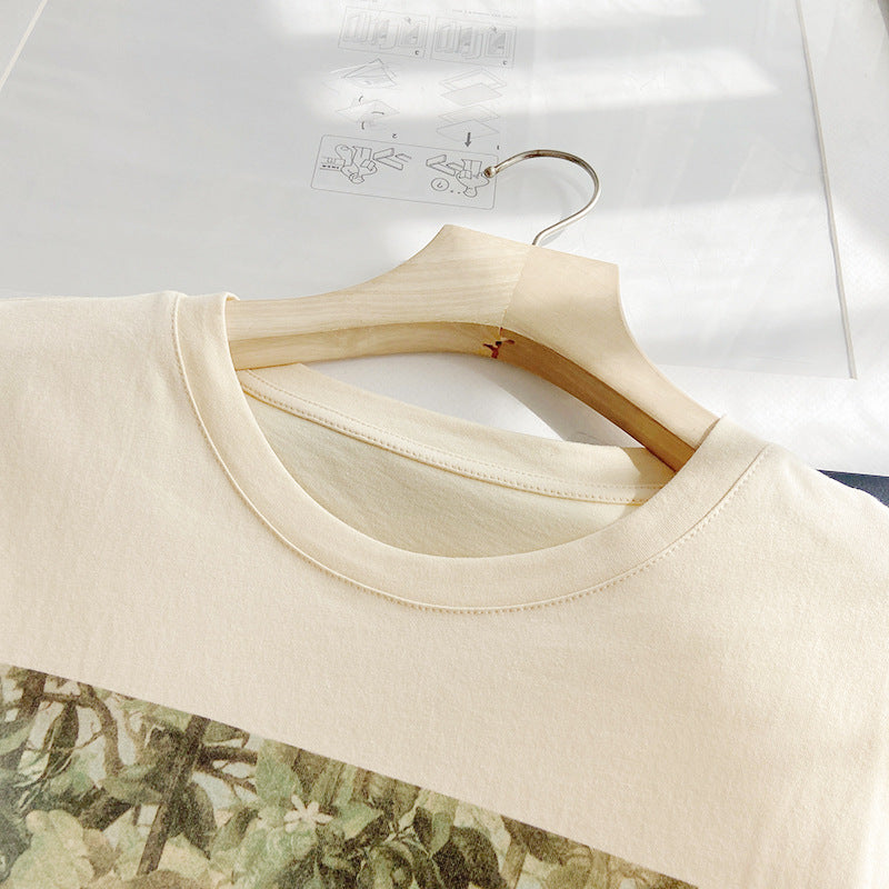 Casual Loose Crew Neck Printed Short Sleeve