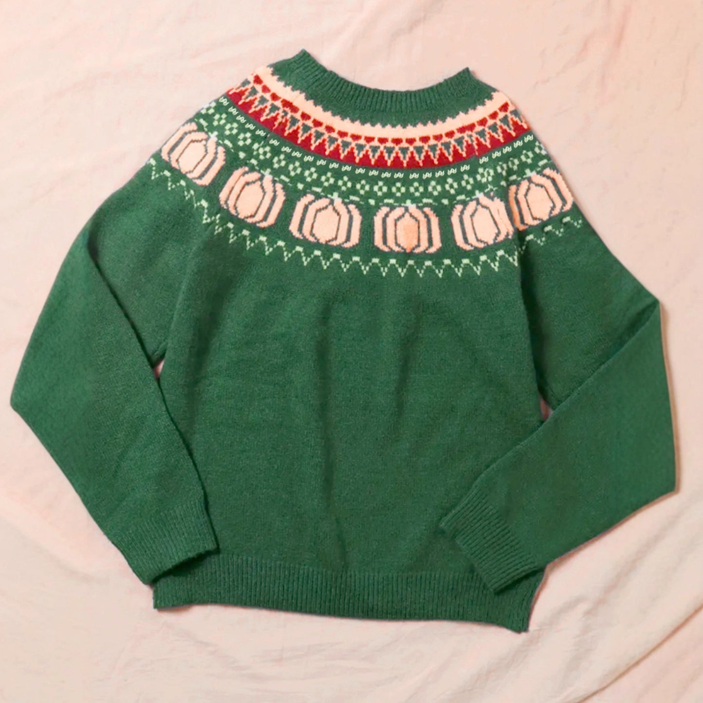 Color-Block Halloween Long-Sleeve Knit Sweater