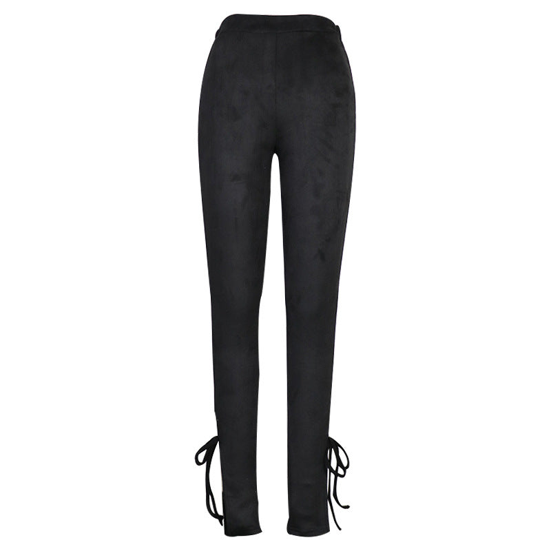 Women's Fashionable With Side-slit Tight High Waist Trousers