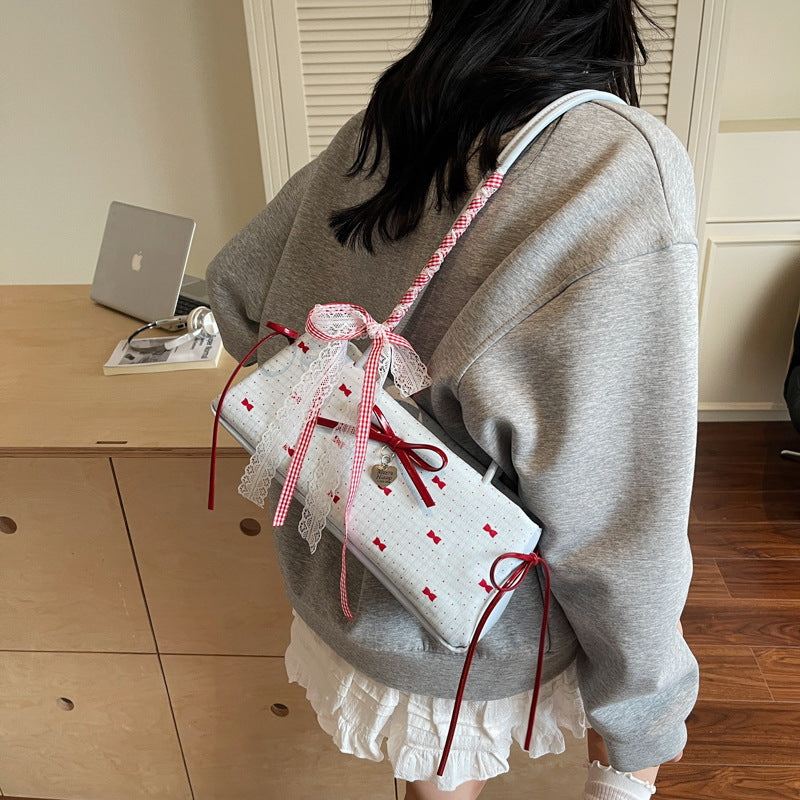 Fashion Bowknot Underarm Bag Women's Simple Shoulder Handbag