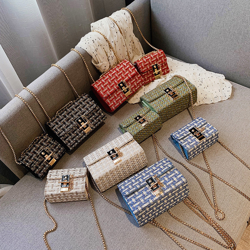 Women's Fashion Tweed Chain Shoulder Bag