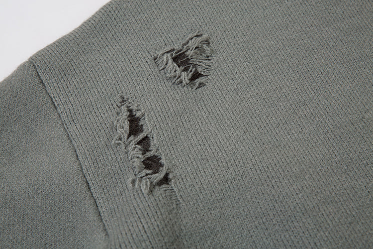 Butterfly Color Matching Hole With Cat Whisker Round Neck Sweater