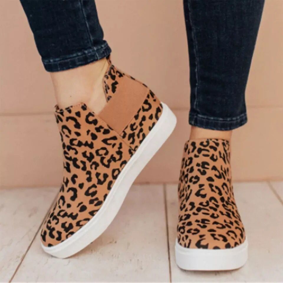 Thick-soled Women's Flat-soled Casual Shoes Leopard Print Lazy