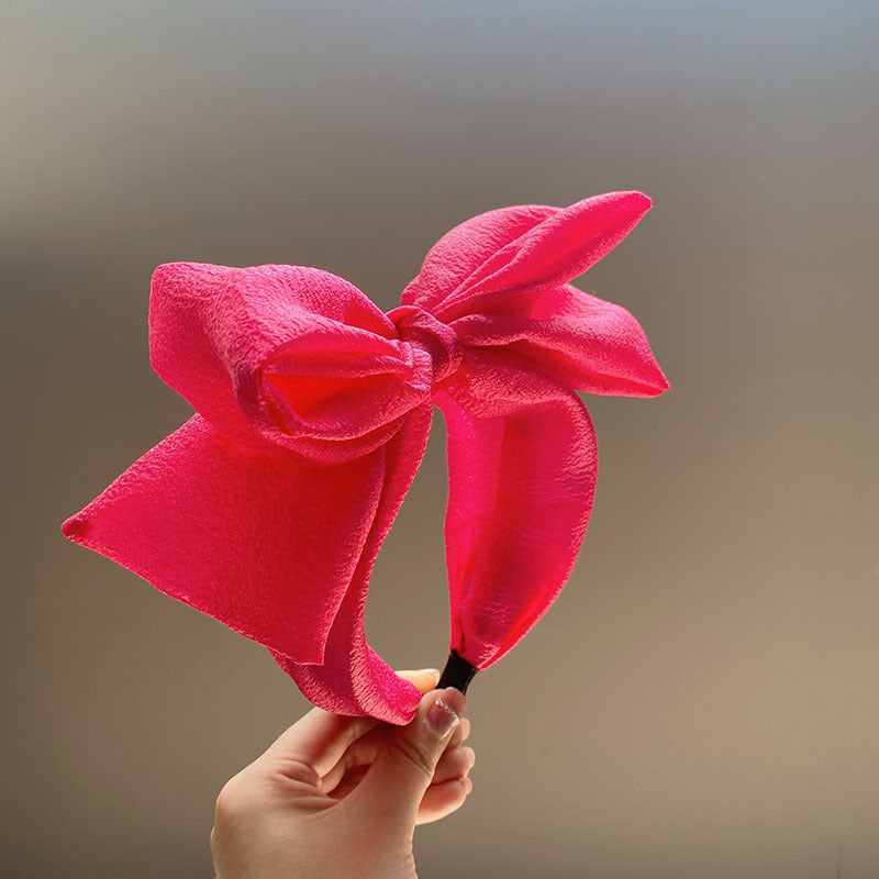 Seersucker Oversized Bow Headband High Sense Wide-brim Hair Accessories