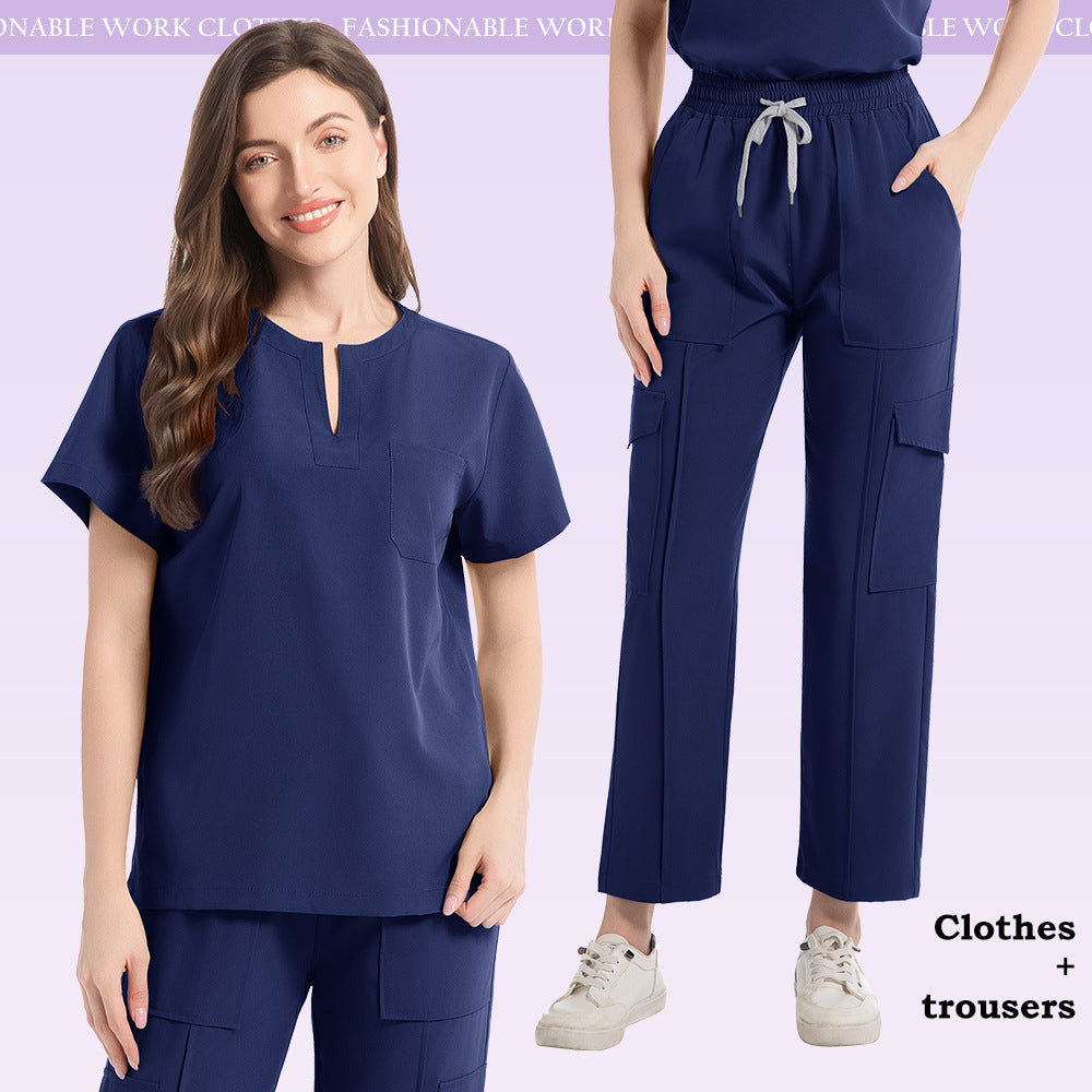 New V-neck Two-piece Medical Work Uniform