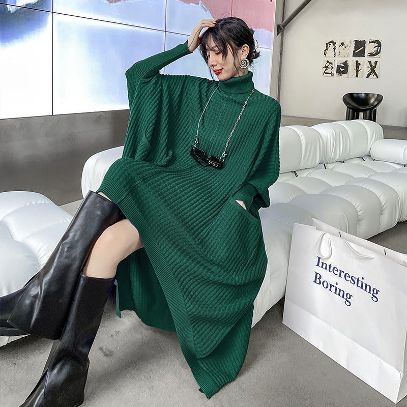 Women's Autumn New Loose And Irregular Turtleneck Knitting Jumpsuit