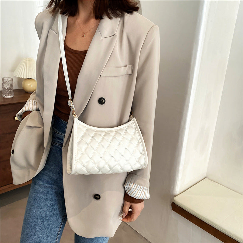 Women's Fashion Embroidery Thread Rhombus Underarm Bag Belt