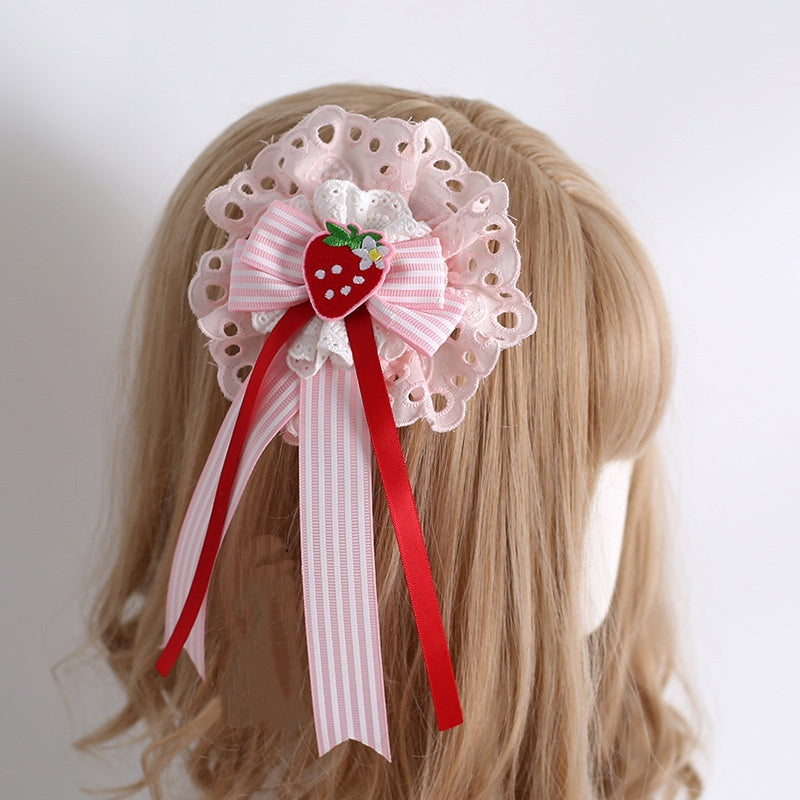 Striped Strawberry Hairband And Arm Warmers