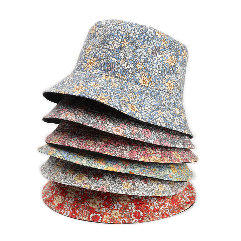 Women's Small Chrysanthemum Double-sided Printing Bucket Fisherman Hat