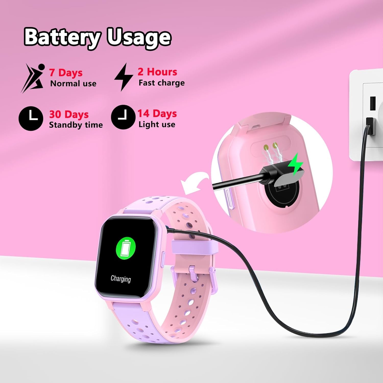 Smart Watch for Kids Teens, Fitness Tracker Boy Girls Watch with 19 Sport Modes, Pedometer, Sleep Monitor, Kids Watch Birthday Gifts Toy Gift for Girls Boys 6-16 (Purple)