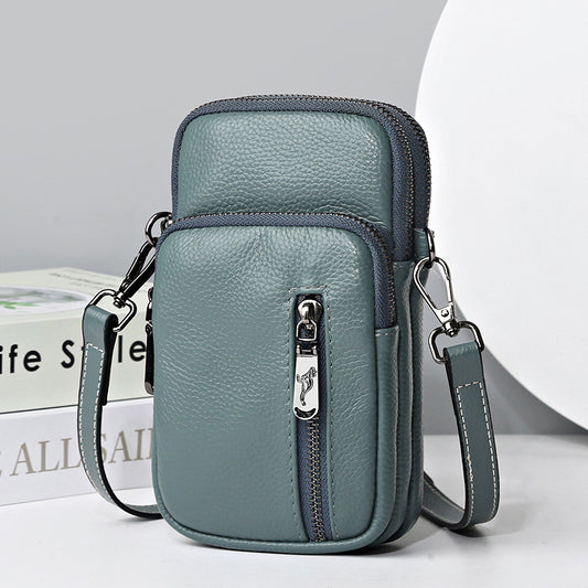 Cross-border First-layer Cowhide Mobile Phone Bag Trendy Fashion