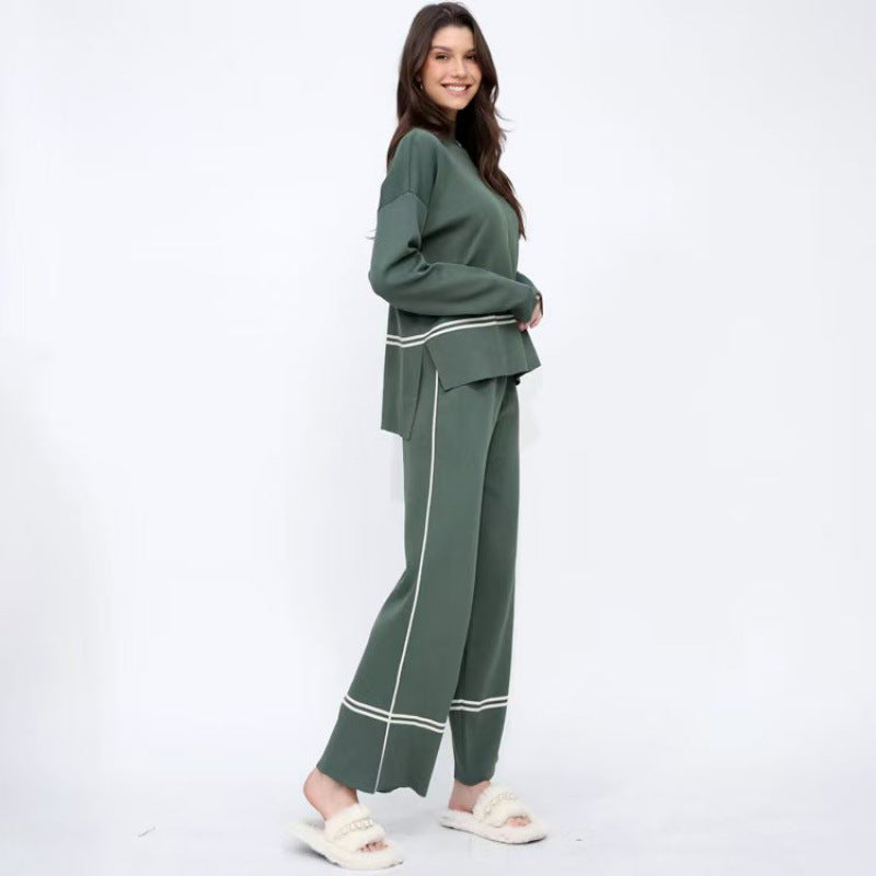 Fashionable And Versatile Autumn And Winter Knitted Two-piece Set
