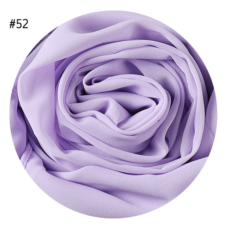 Women's Simple And Versatile Solid Color Pearl Chiffon Scarf