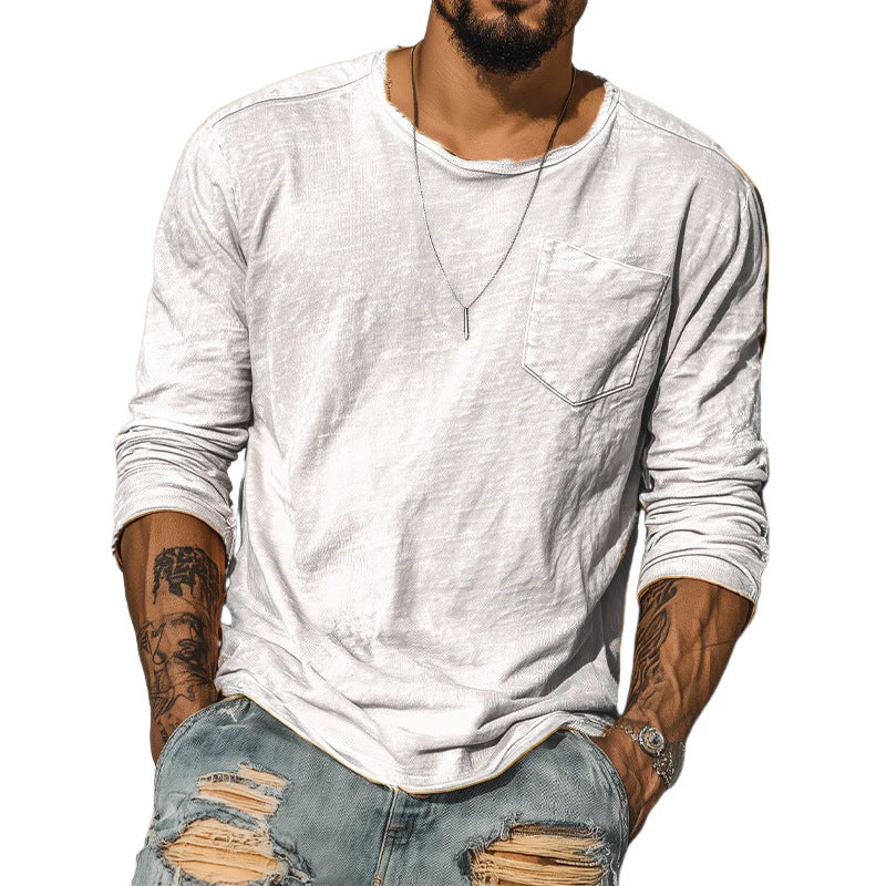 European And American Men's Solid Color Sweater With Round Neck