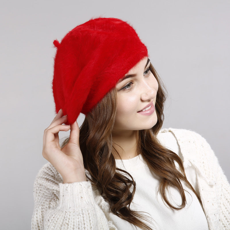 Women's Solid Color Wool Bud Sweater Painter Hat