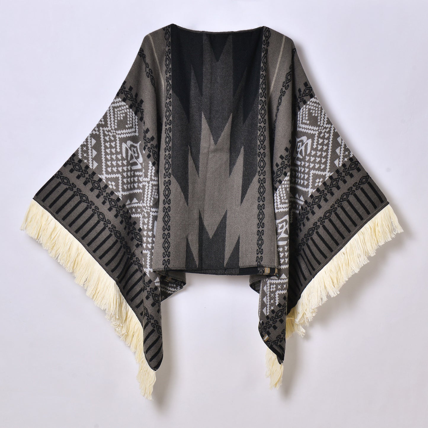 Western Denim Style Men's And Women's Shawl Tassel Pullover Keep Warm Outdoor Large Cloak