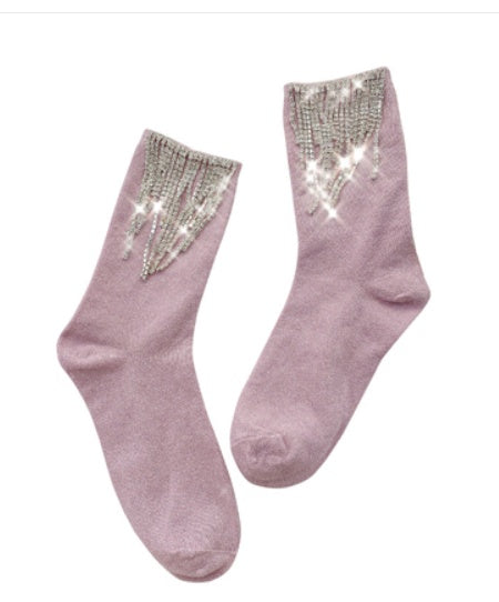 Ladies Fashion Diamond Fringe Bootie Socks