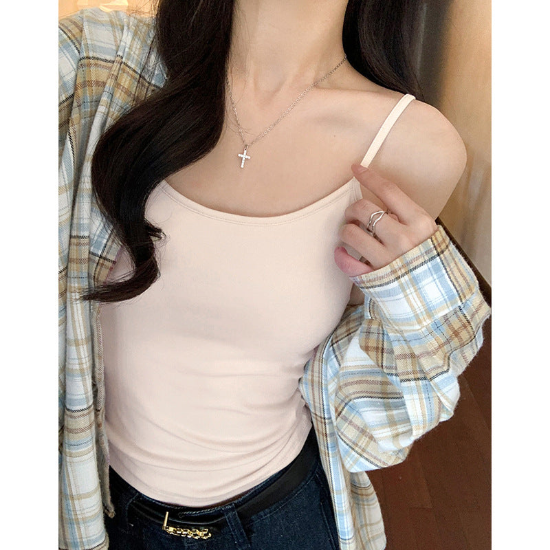 Womens Versatile Tank Top With Detachable Chest Pads And Adjustable Straps