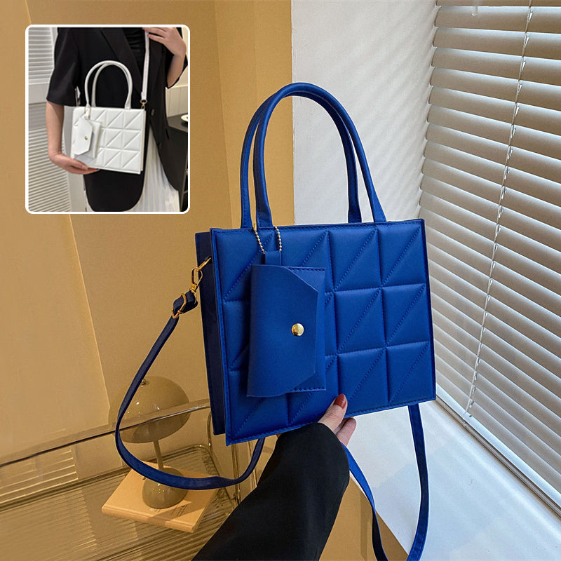 Fashionternet Plaid Skulder Med Lille Pung Enkel Elegant Bærbar Firkantet Tote Damehåndtaske
