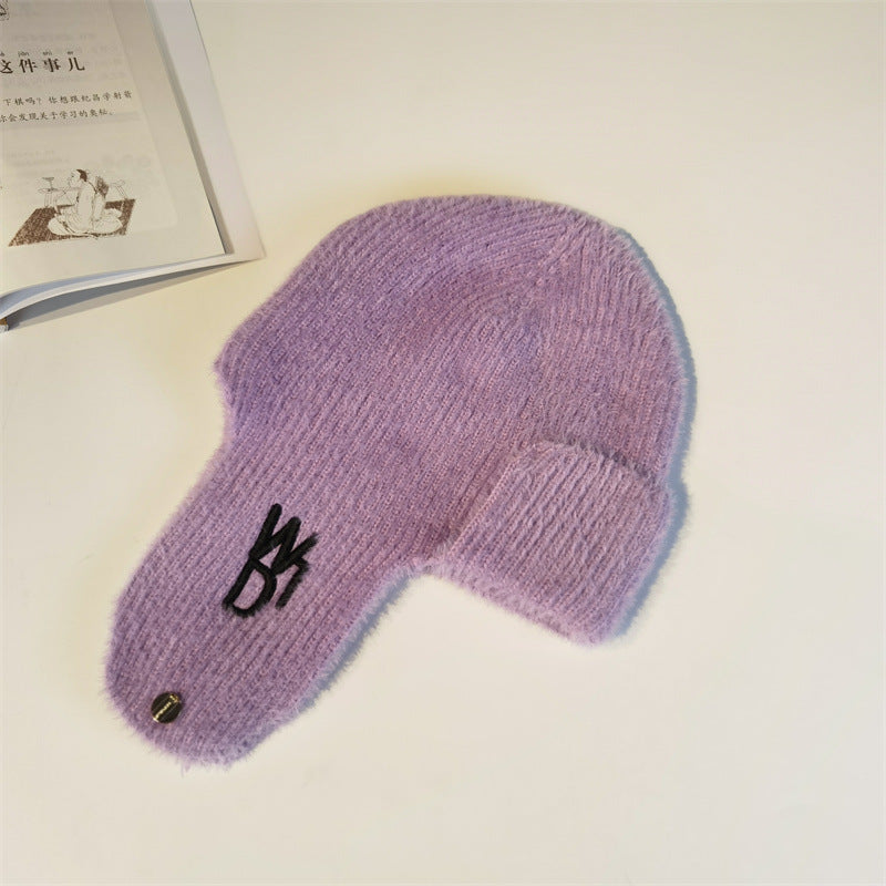 Knitted Wool Thickened Ear Protection Hat Cold And Windproof Pullover