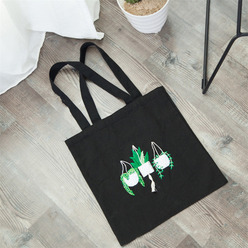 Students Fashion Simple Embroidery Canvas Bag