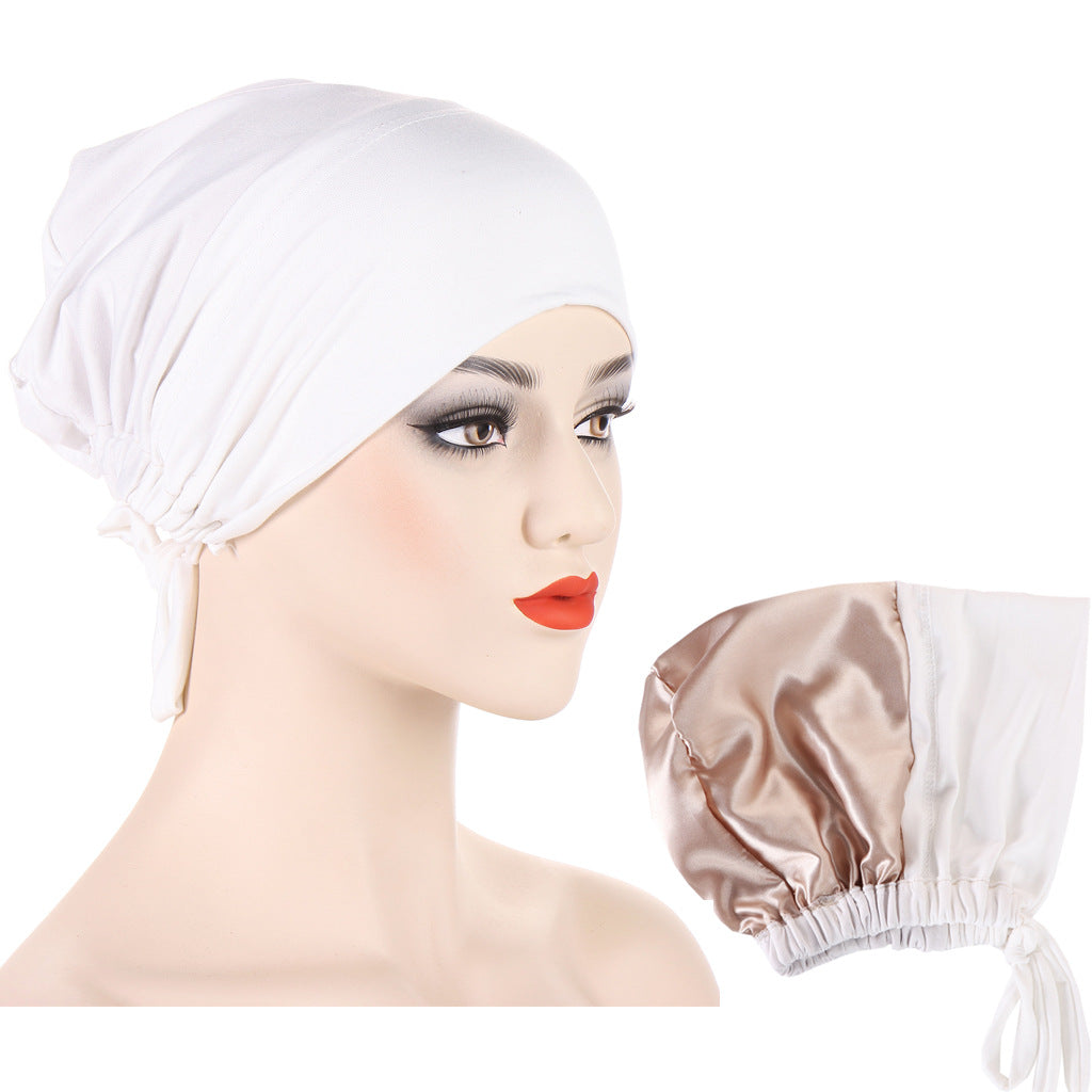 Women's Multicolor Satin Drawstring Sleeve Cap