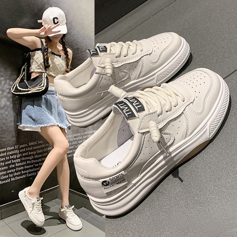 Spring And Autumn Flat Platform White All-matching Casual Sports White Shoes Board Shoes