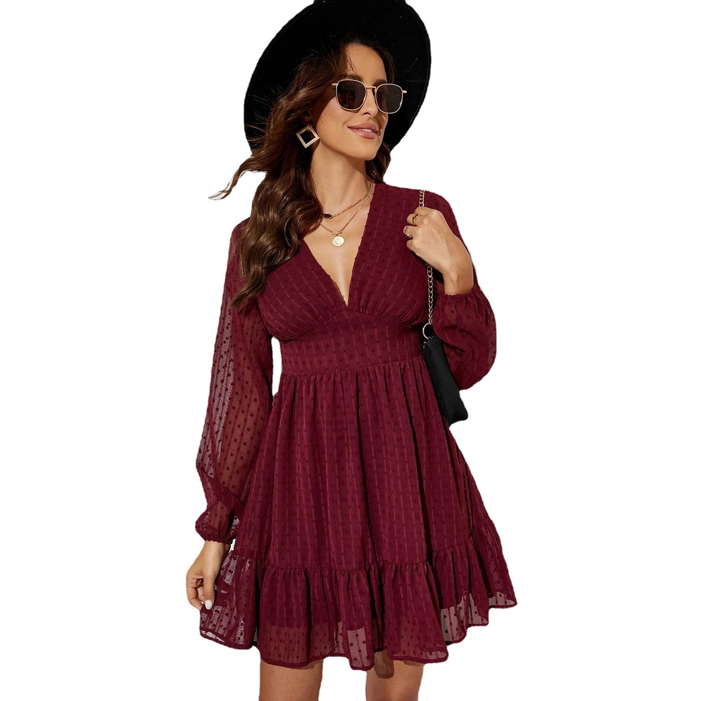 Elegant High-Waisted Commuter Dress For Women