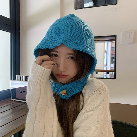 Hand-knitted Lace-up Solid Color Hat