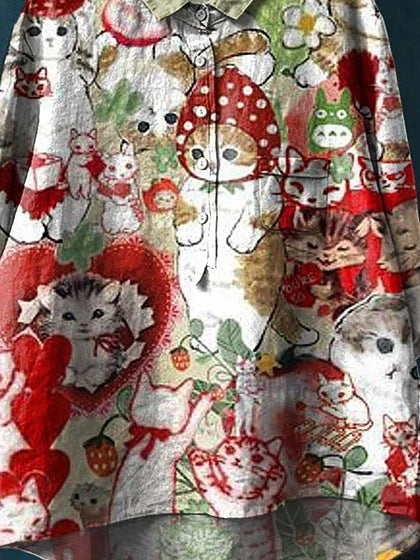 Long-sleeve 5-button Shirt With 3D Digital Animal Print