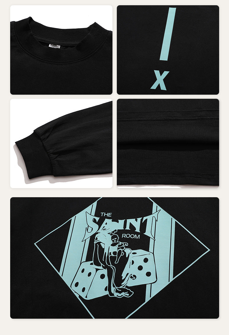 American High Street Hip Hop Printed Long Sleeve T-Shirt Men