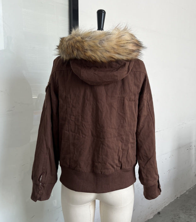 American Retro Hooded Jacket Short Coat