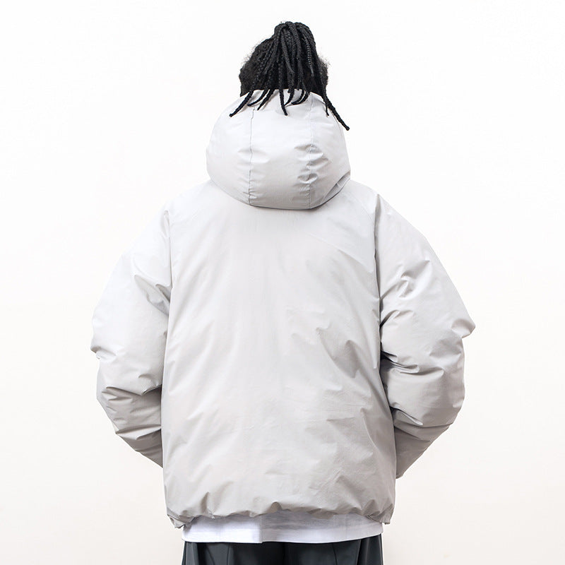 Men's Functional Oblique Zipper Hooded Loose Coat