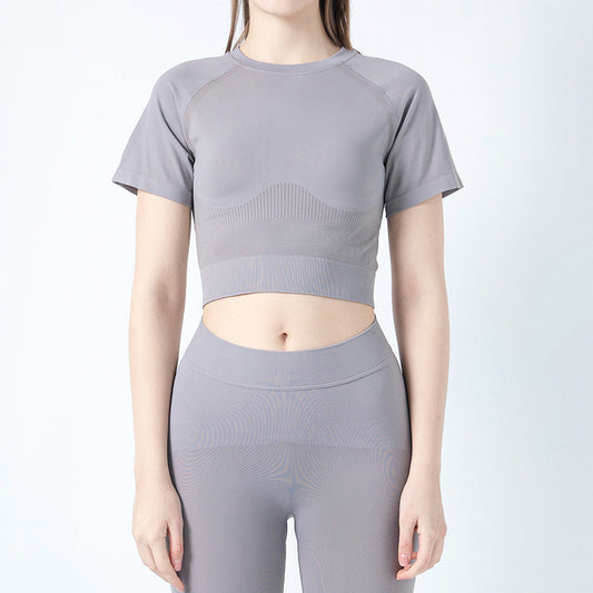 Sew Knit Solid Color Yoga Workout Top