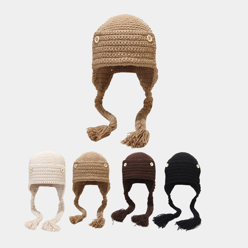 Versatile Fashion Braided Baotou Wool Warm Hat Children