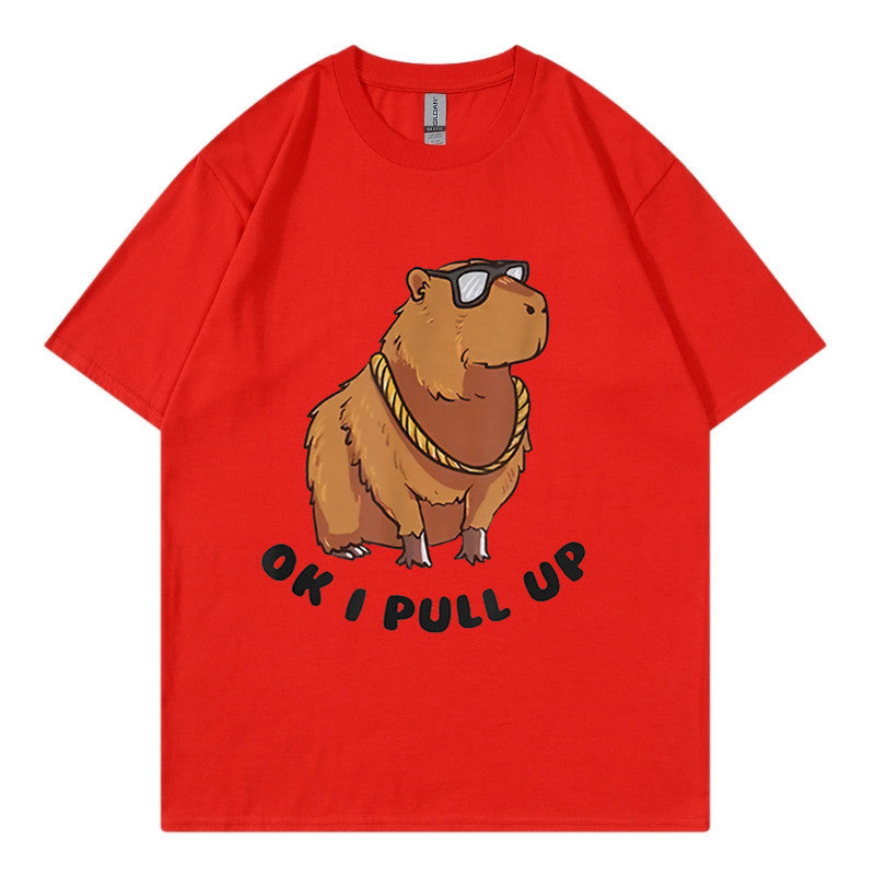 Printed Hip Hop Loose Short-sleeved T-shirt Men's Fashion Hong Kong Style Youth
