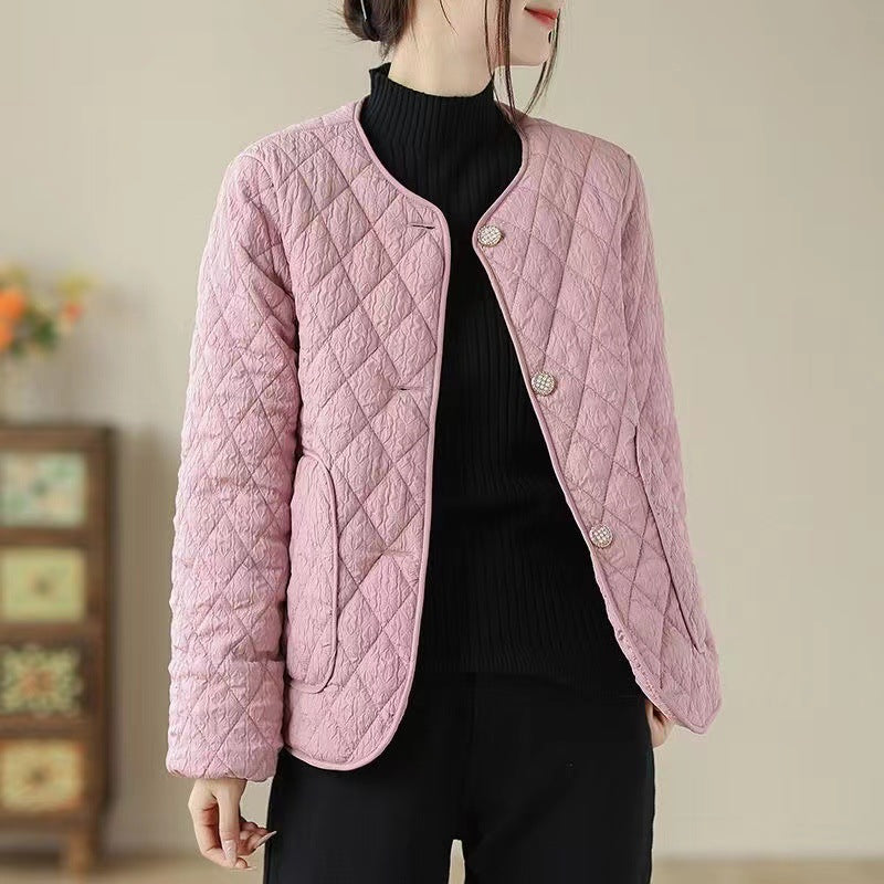 Classic Style Diamond Lattice Cotton Coat Jacket