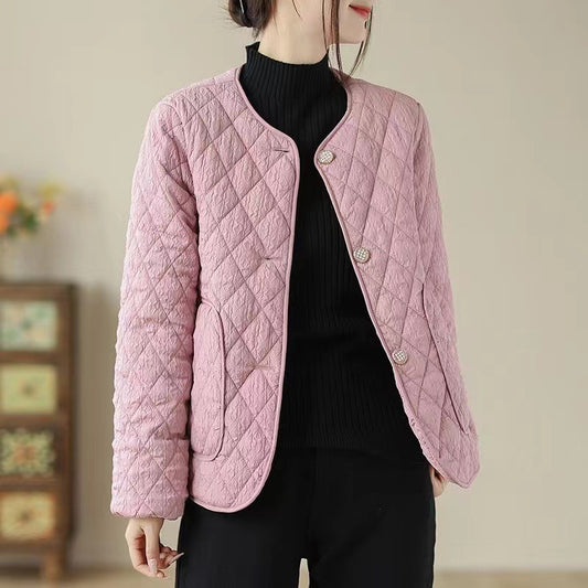 Classic Style Diamond Lattice Cotton Coat Jacket