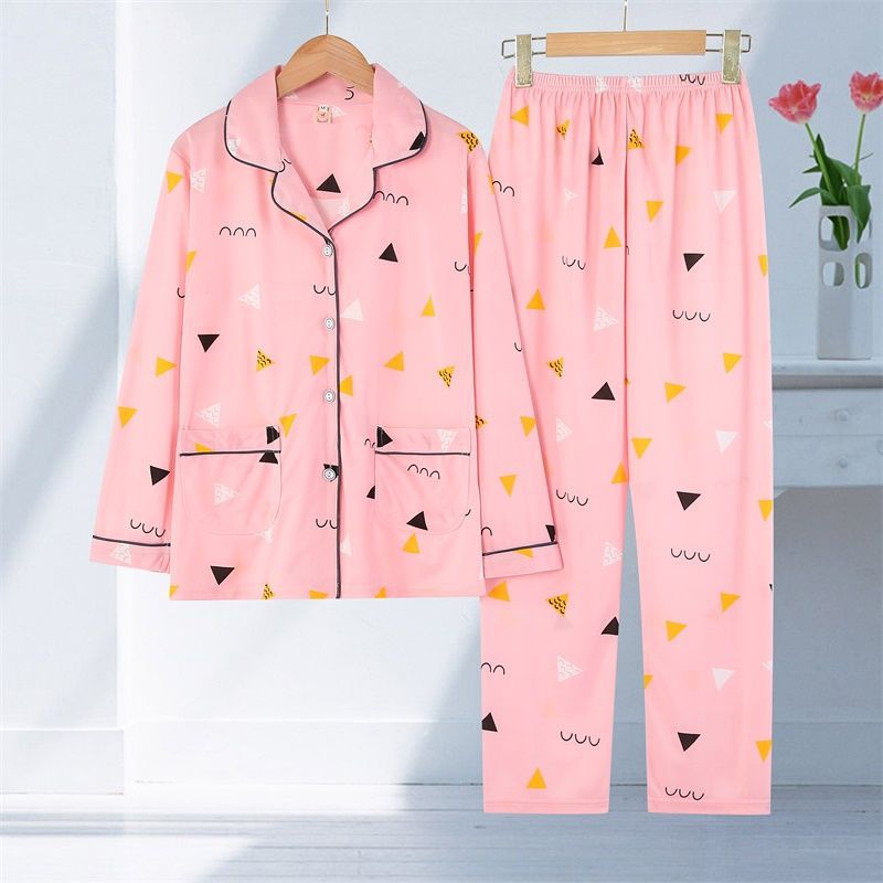 Womens Long-Sleeve Cardigan Pajama Set Thin Style