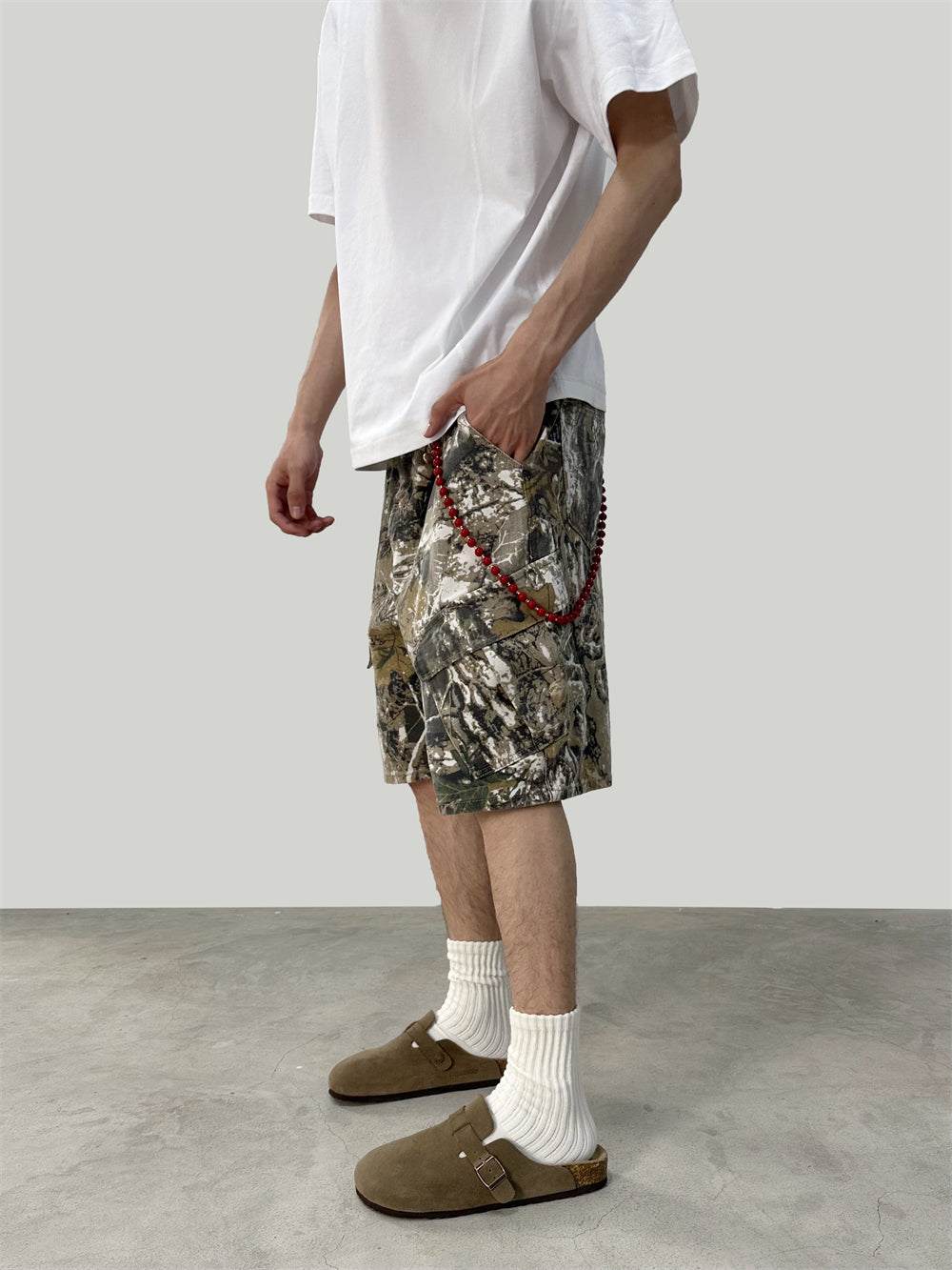 Washed Old Branches Camouflage Shorts Multi-pocket Cargo Pants