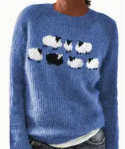 Round Neck Multicolor Loose Fashion Sweater Women