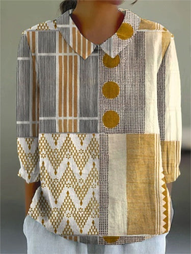 Women's Flower Digital Printed 34 Sleeves Shirt Top T-shirt Batch