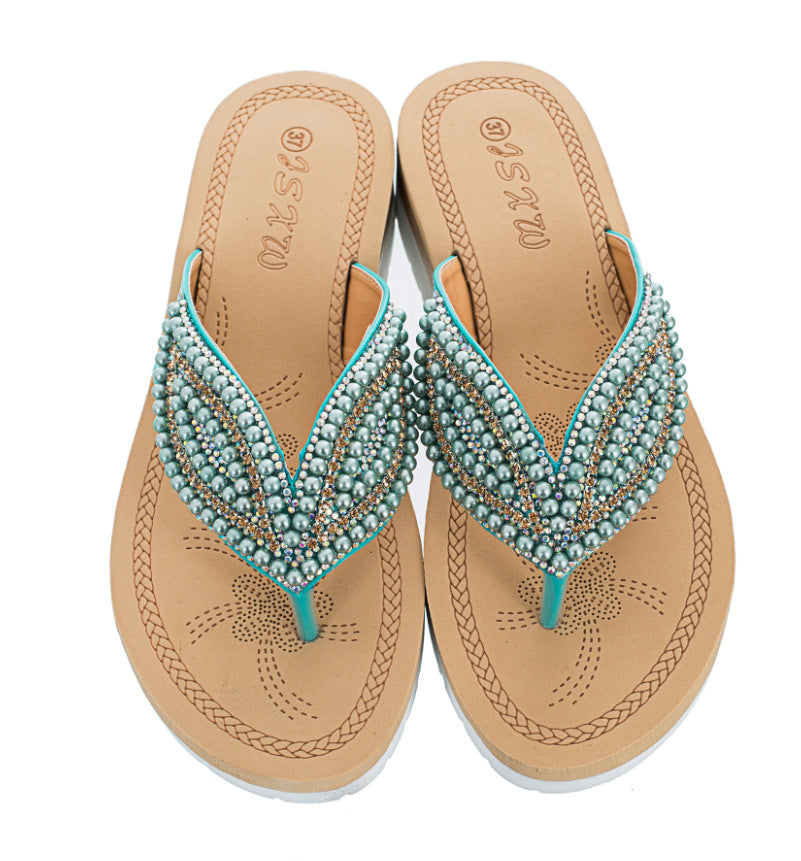 Plus Size Pearl Leaf Accessories Sandals