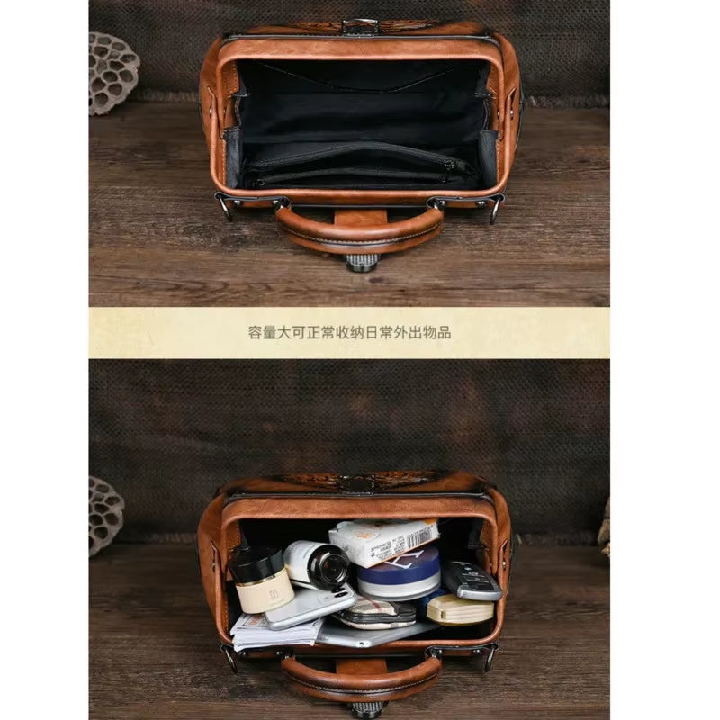 2025 Luxury Handmade Women's Shoulder Bag - Vintage Embossed Leather Handbag with Dual Functionality
